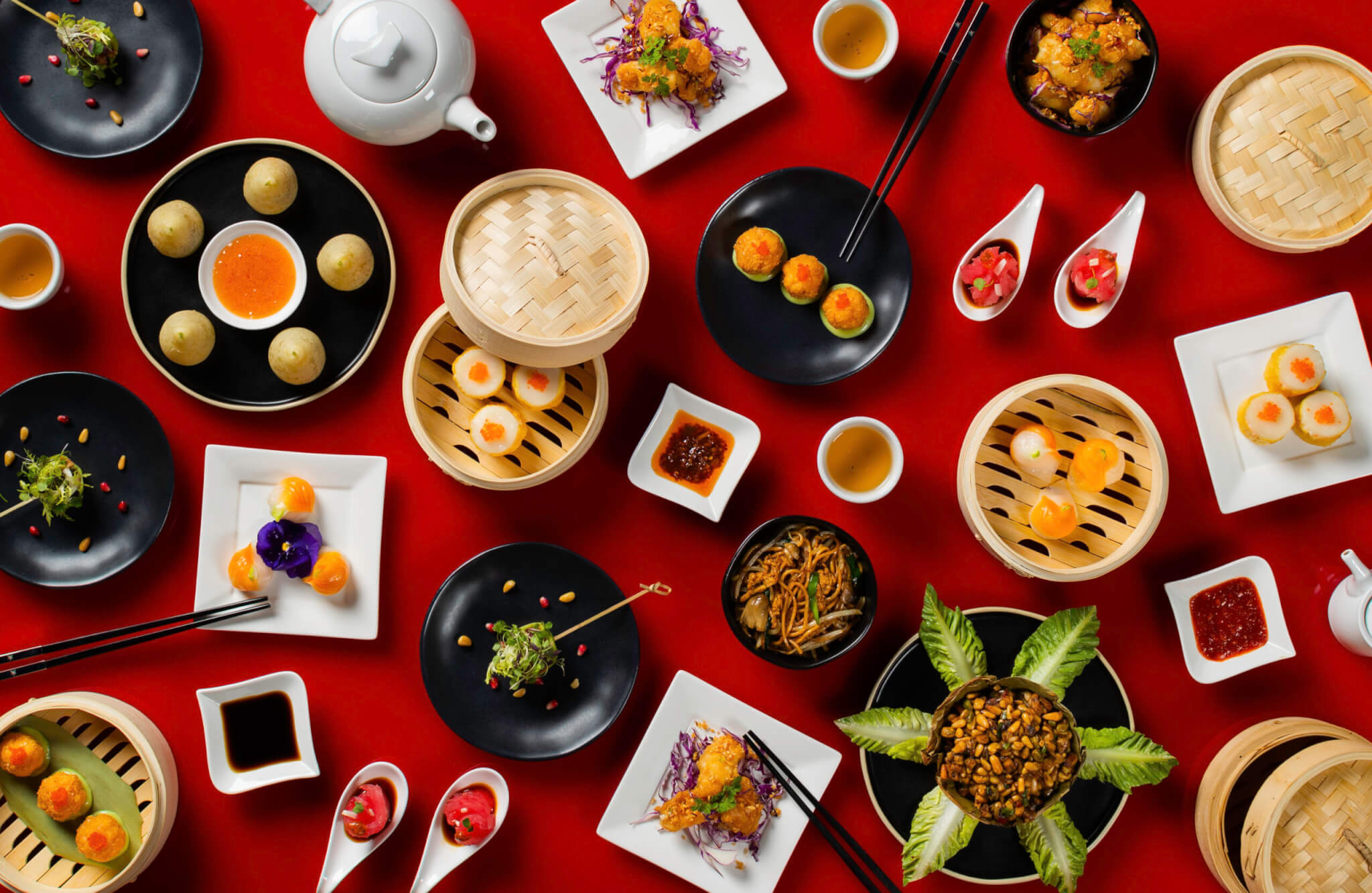 All That and and Dim Sum Overhead Dishes Shot