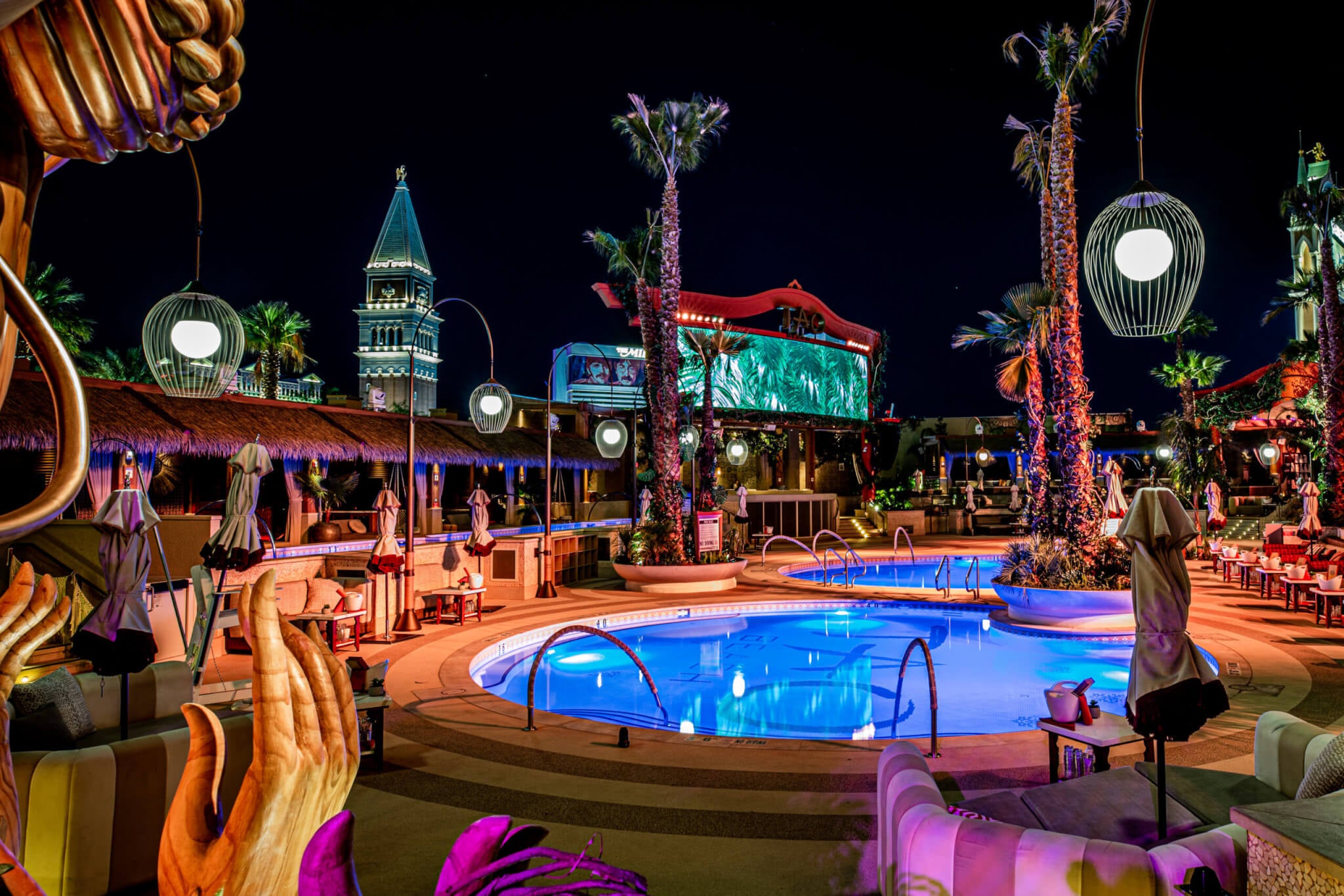 TAO Beach Dayclub at Night